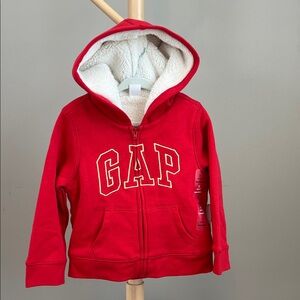 NWT GAP Kids Vibrant Red Zip-Up Hoodie Baby Gap Sherpa Logo Hoodie 3T